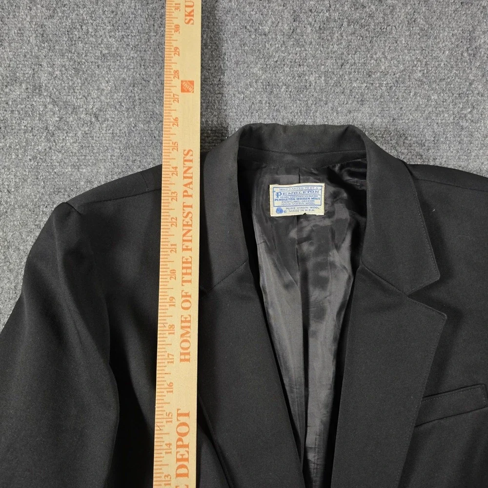 Pendleton Pure Virgin Wool Black Blazer Sport Coat USA Vintage 42 Regular